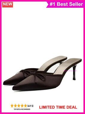 Kitten Heel Bow Mules Slip On Backless Low Heel Pumps
